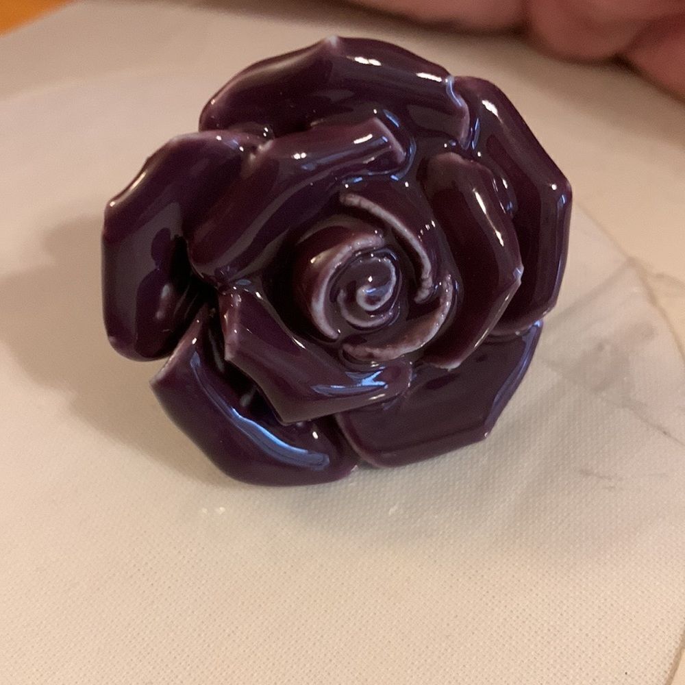 Purple rose elegant ceramic drawer knobs for drawers or refurbished pieces